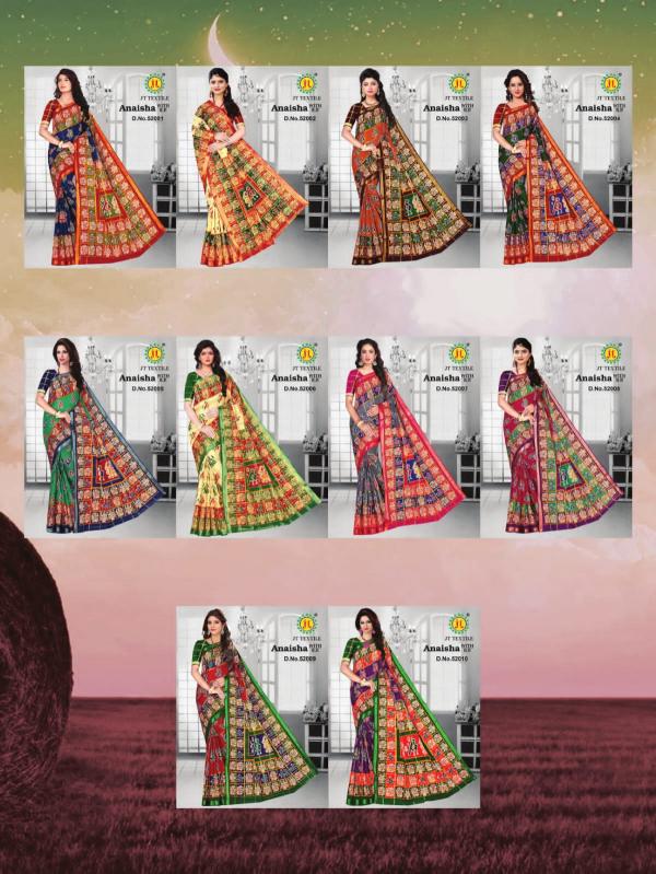 Jt Anaisha Vol-52 -Cotton Designer printed  Saree collection